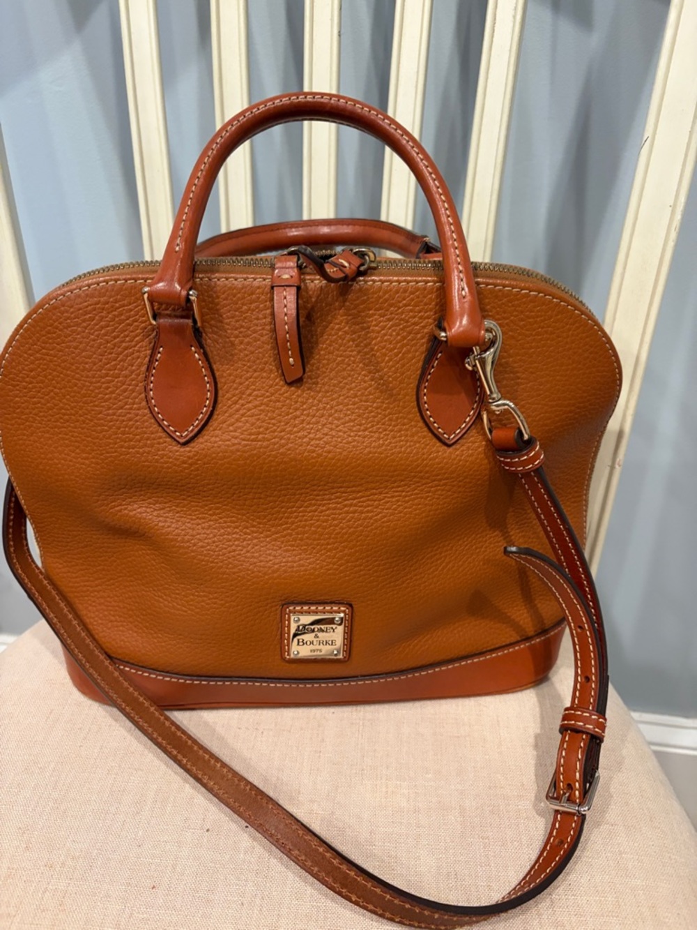Dooney & Bourke Cognac Brown Pebbled Leather Satchel